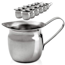 Fit Meal Prep [12 Pack] 3 oz Creamer Pitcher - Rostfritt stål Bell Creamers Mini Cup Container för att servera mjölkkaffe Cream Sallad Dressing M