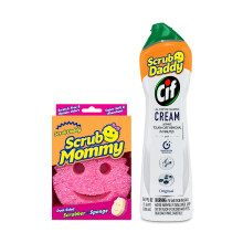 Scrub Daddy Scrub Mommy + Cif Cream All Purpose Cleaner Original - Cleaning Supplies with Household Cleaning Cream & Non Scratch Sponge - Bathro