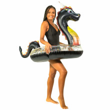 Poolcandy Inflatable 40"""" inch Animal Pool Tubes & Swim Rings (Black Sea Dragon with Glitter Inflatable 40"""" Pool Tube)