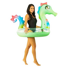 Poolcandy Inflatable 40"""" inch Animal Pool Tubes & Swim Rings (Turquoise Sea Horse with Glitter Animal 40"""" Pool Tube)