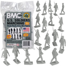 BMC Marx Kunststoff-Armee-Männer marschierende US-Soldaten - Grau 27tlg WW2 Figuren