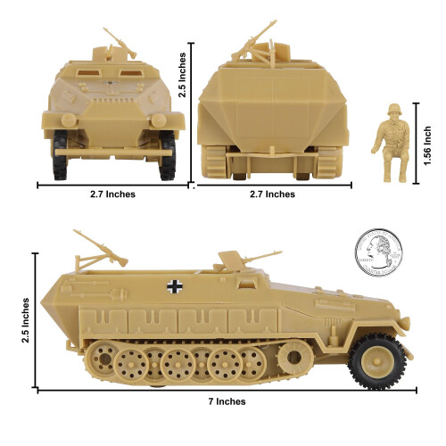 BMC CTS WW2 Duitse Hanomag Halftrack - 5 stuks Tan Plastic Legermannen 1