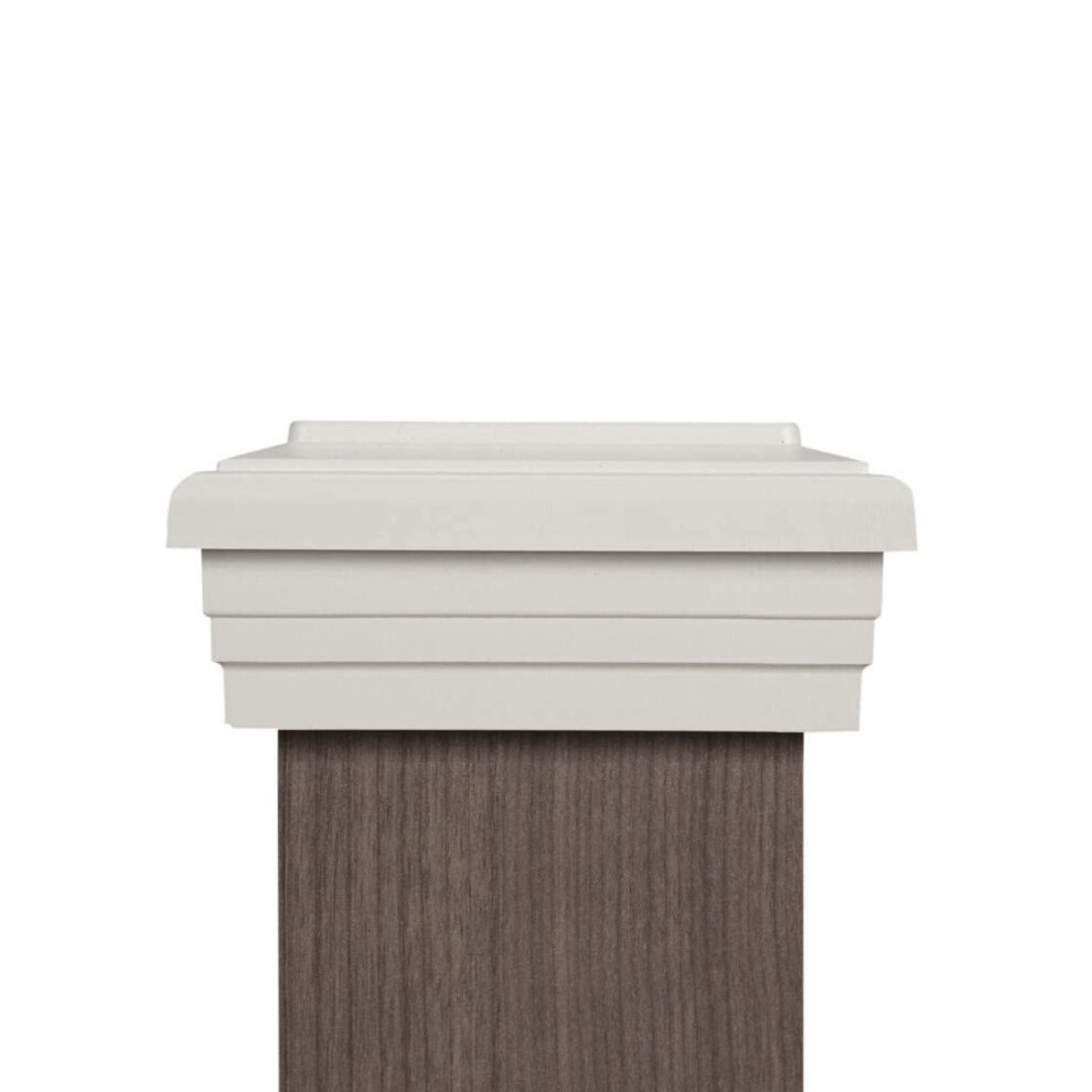 4X4 Post Cap White Flat Newel (Fits Actual 4"""" Post) For Rough Cedar Or Vinyl Wrapped Post. Outdoor Fences Decks Mailboxes By Atlanta Post Cap 810090440231