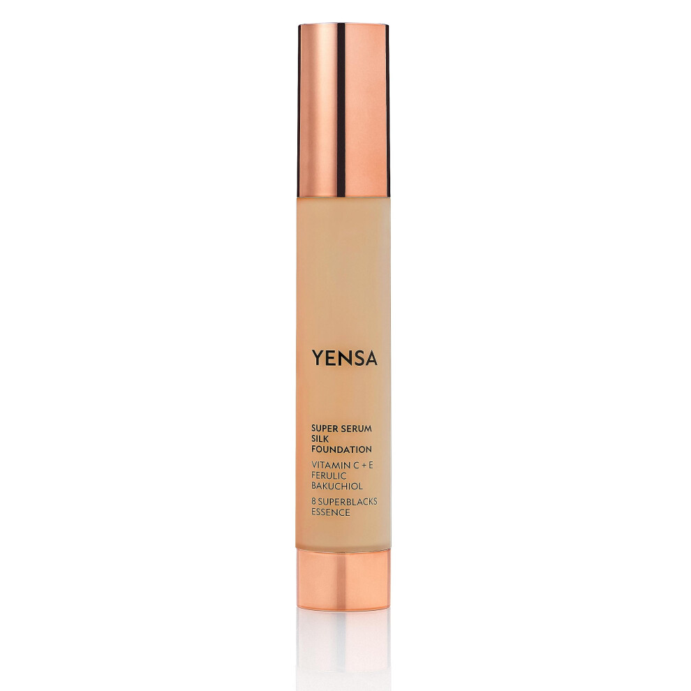 Yensa Serum Foundation Makeup - Super Silk Full Coverage Foundation Enriched With Peptides Vitamin C & Ferulic Acid To Help Reduce Fine Lines W
