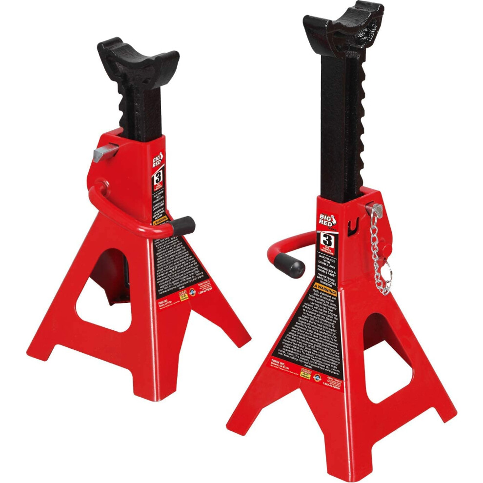 Big Red Red Big Tam43002a Torin Steel Jack Stands: Double Locking 3 Ton (6 000 Lb) Capacity 1 Pair