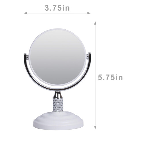 Zahari Home Galvin Espelho de maquiagem dupla face com suporte Espelho de mesa 1X/3X Ampliao 360 graus Redemoinho 5,60 polegadas Branco 1