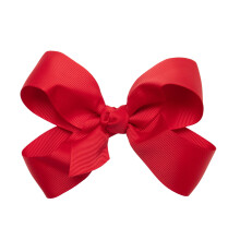 HAIRBOWS Girls' Grosgrain Hair Bow with a Knot Wrap Center on a Hair Clip, All Ages and Hair Types, 5 Inch Bow, Red