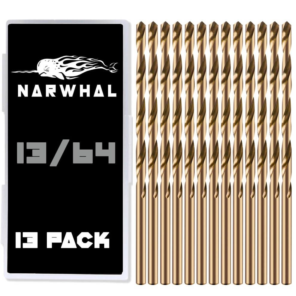 13/64 ""Calowe Bity Kobaltowe - 13 Pakietw Bitw Kobaltowych M35 Z Obudowa Magazynowa - Idealne Bity Wiertla Do Stwardnialych Metalowych I Zeliwa-image