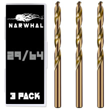 29/64 Cobalt Drill Bits - 3 Pack - 5.5 Inch Length - M35 Cobalt Drill Bits with Storage Case - Perfect Drill Bits for Metal Hardened & Stainless