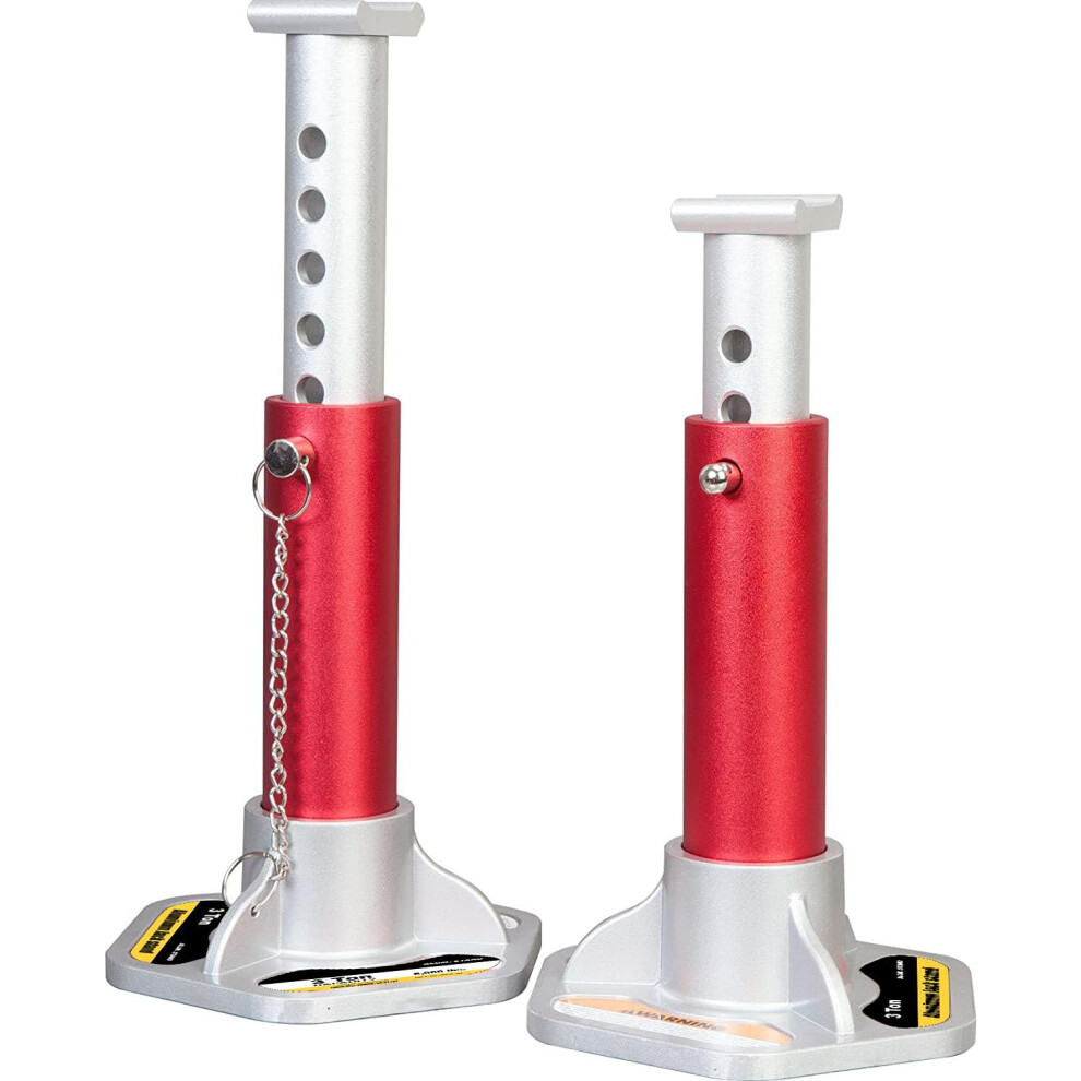 Big Red Red/Silver Big T43004-1 Torin Aluminum Jack Stands With Locking Support Pins: 3 Ton (6 000 Lb.) Capacity 1 Pair