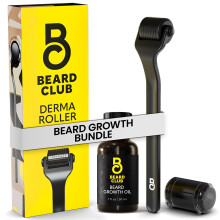 Beard Club Derma Roller & Beard Growth Oil - Microneedling Roller with 540 Titanium Microneedles for Face Body and Scalp - Beard Roller with San