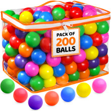 200 bolas de bolinhas para crianas com bolsa de armazenamento - 7 cores brilhantes prova de esmagamento, timos brinquedos para barracas, pisc