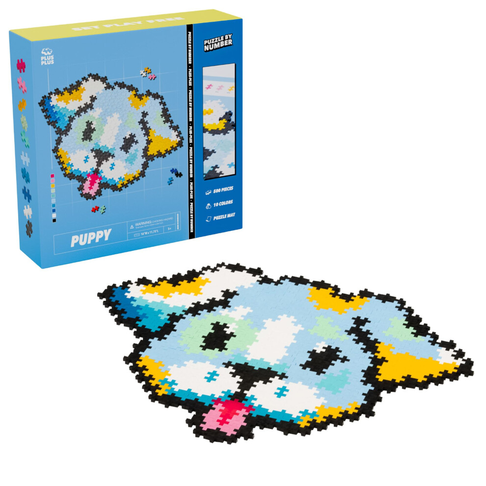 Plus Plus Puzzle By Number  500 Piece Mini Interlocking Hashtag Color Blocks  3D Pixel Art Kit for Kids - Puppy-image-OPC-PHRFS6Z-NEW