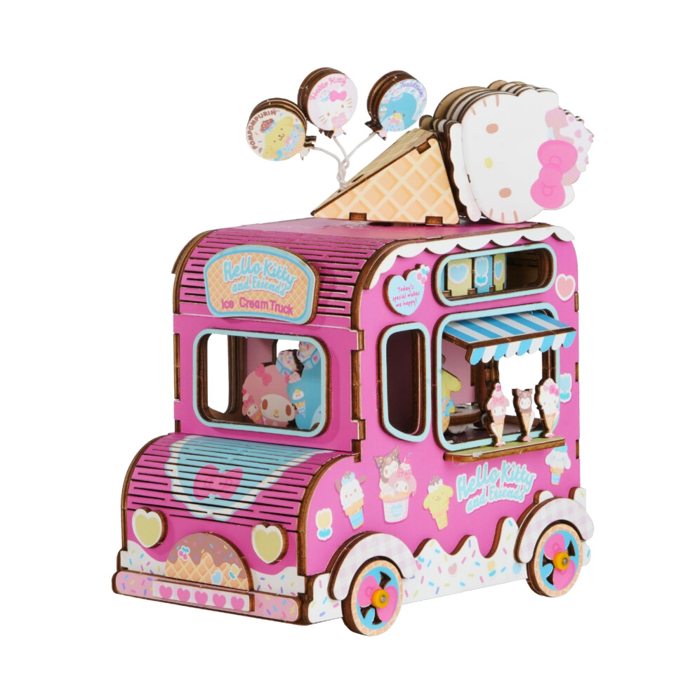 Photos - Jigsaw Puzzle / Mosaic Hands Craft Hello Kitty and Friends 3D Wooden Puzzle | Music Box Ice Cream Truck Model Kit | Charming Decor & Toy for Kids |