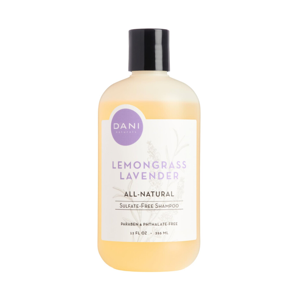 Dani Natural Moisturizing Shampoo Naturals - Sulfate, Phthalate & Paraben Free - Vegan & Cruelty Free - 12 Ounces (Lemongrass Lavender)