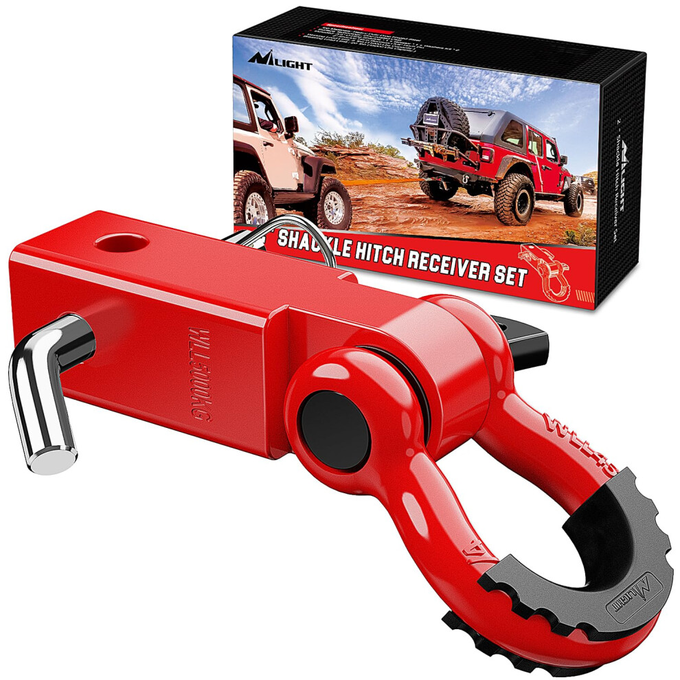 Nilight Shackle Hitch Receiver 2Inch 45000 Lbs Breaking Strength 3/4"""" D Ring Shackle W/Trailer Hitch Pin Heavy Duty Solid Recovery Towing Kit Fo 812227037147