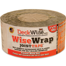 DeckWise WiseWrap JoistTape 3"""" x 75' Self-Adhesive Deck Joist Flashing Tape for Hardwood Thermal Wood PVC Pressure Treated and Composite Dec