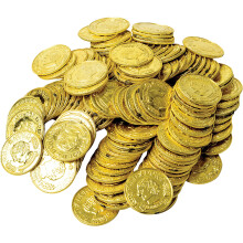 GIFTEXPRESS Plastic Doubloon Gold Coins - 144 Count Kids Play Money Pirate Tokens - Toy Treasure for St. Patricks Day Games Decorations & Party