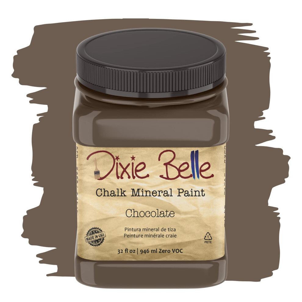 Dixie Belle Paint Company Chalk Finish Furniture Paint | Chocolate (32Oz) | Matte Creamy Brown Chic Chalk Mineral Paint | Diy Furniture Paint 815146020146