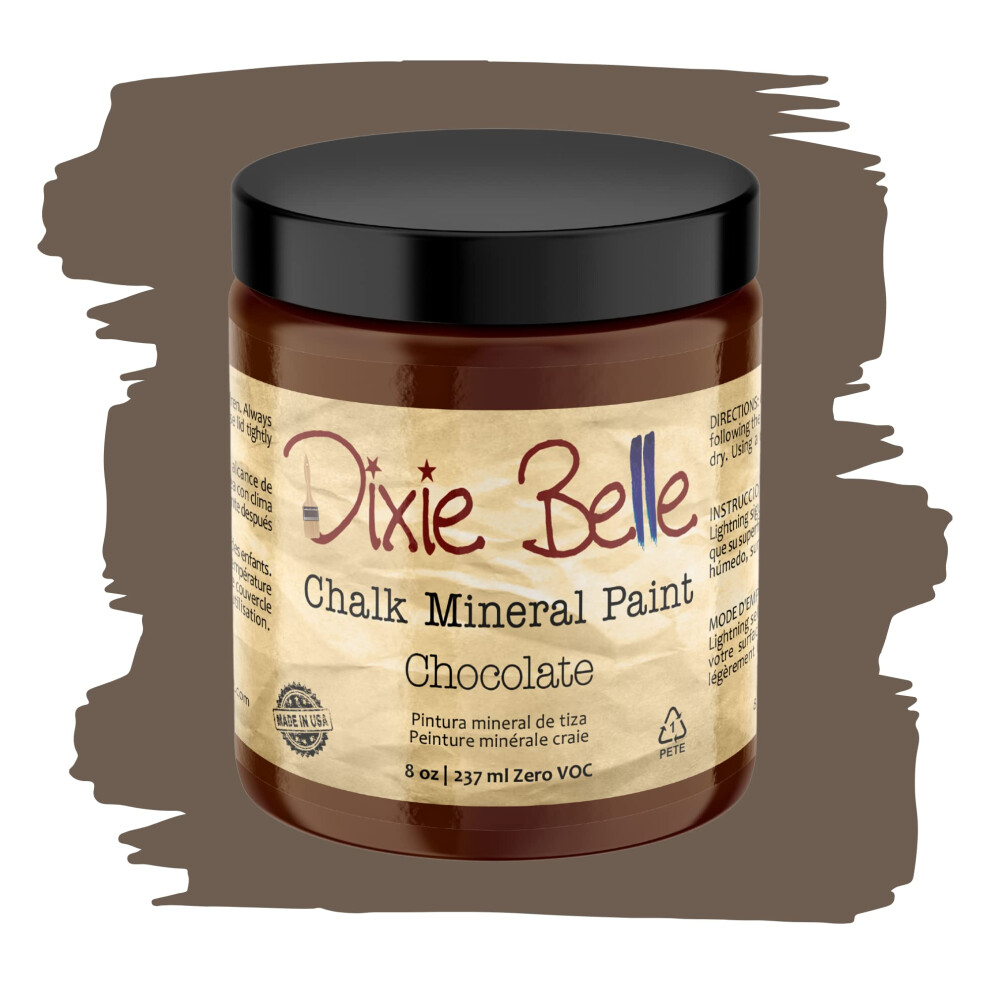 Dixie Belle Paint Company Chalk Finish Furniture Paint | Chocolate (8Oz) | Matte Creamy Brown Chic Chalk Mineral Paint | Diy Furniture Paint 815146020122