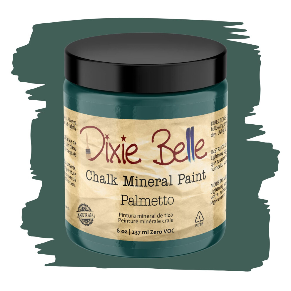 Dixie Belle Paint Company Chalk Finish Furniture Paint | Palmetto (8Oz) | Matte Rich Green Chic Chalk Mineral Paint | Diy Furniture Paint 815146020757