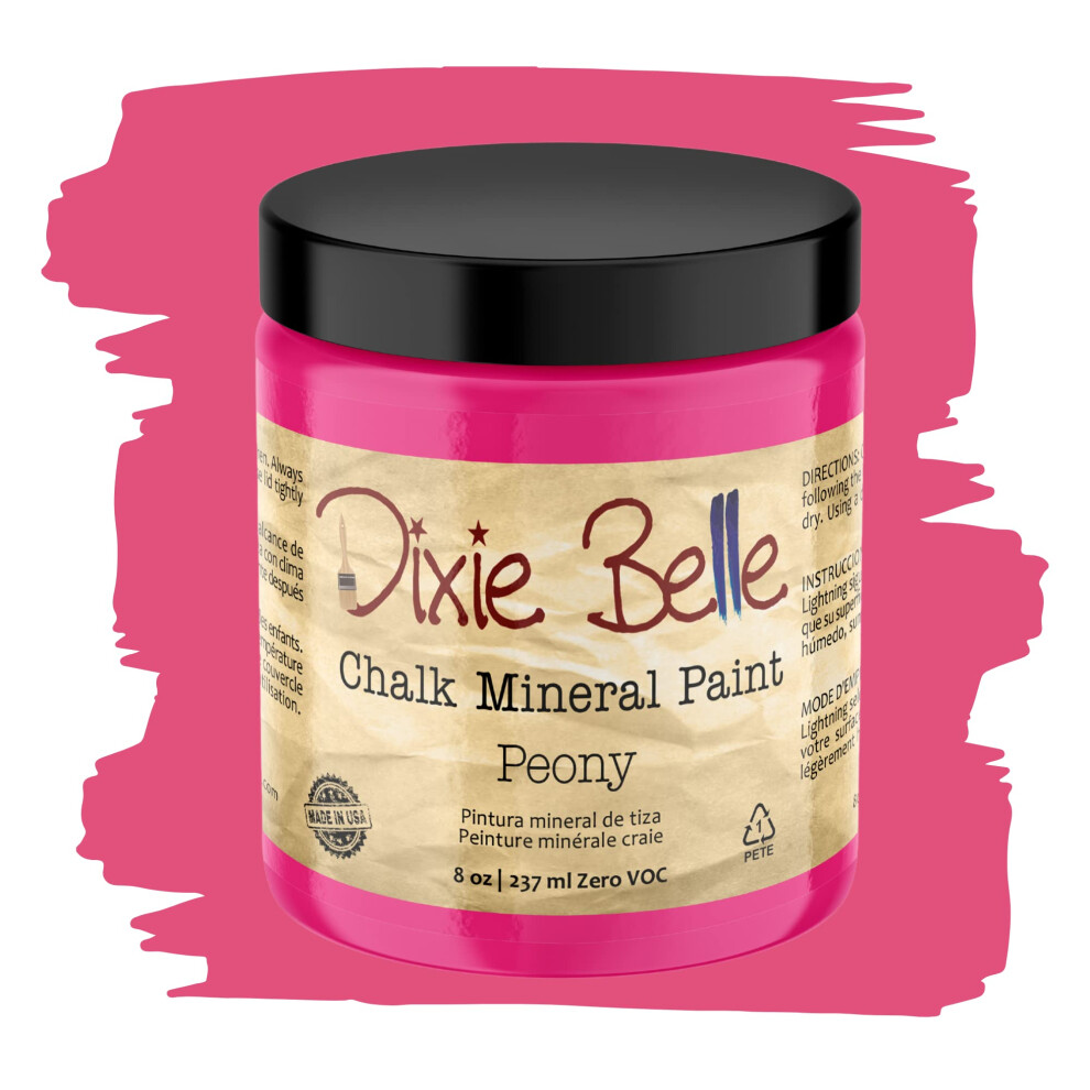Dixie Belle Paint Company Chalk Finish Furniture Paint | Peony (8Oz) | Matte Hot Pink Chic Chalk Mineral Paint | Diy Furniture Paint 815146020818