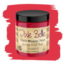 Dixie Belle Paint Paint Company Finish Finish Furniture Paint | Honky Tonk Red (8oz) | Matte True Red Chic Clack Mineral Paint | Vernice per mobili f
