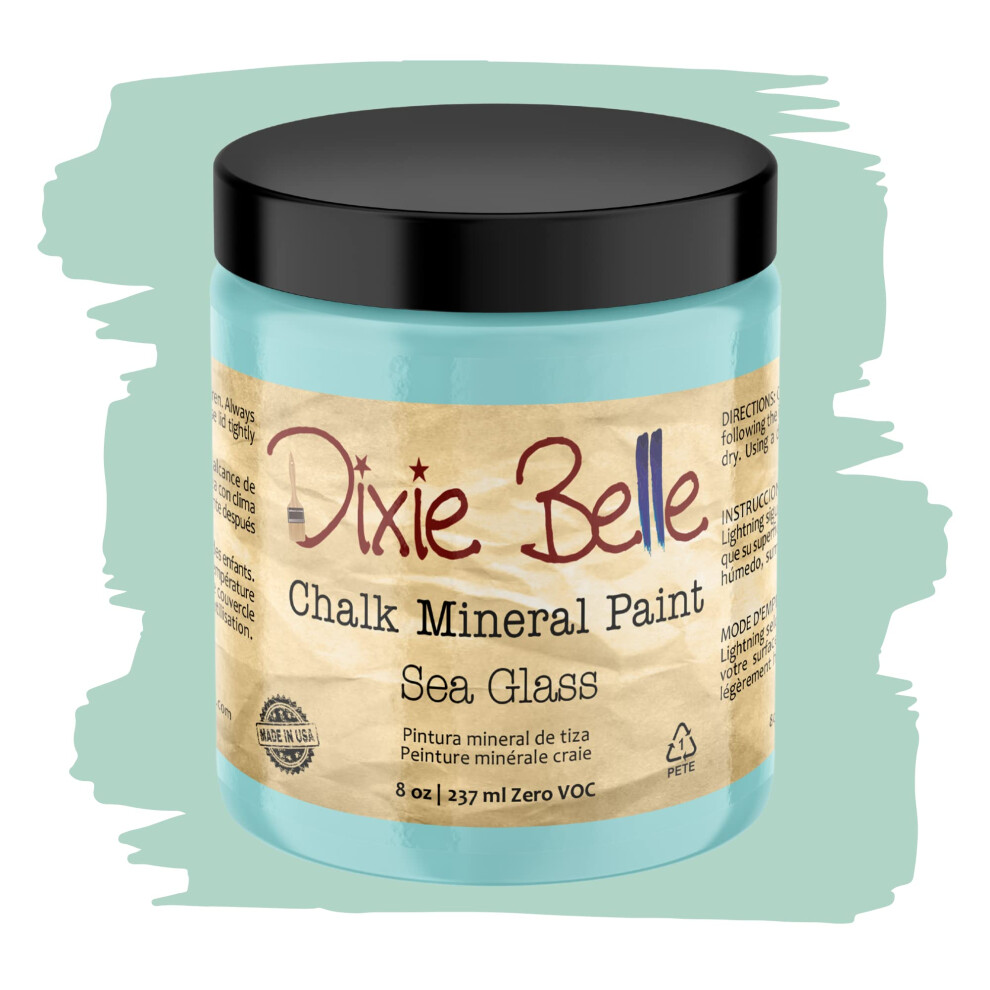 Dixie Belle Paint Company Chalk Finish Furniture Paint | Sea Glass (8Oz) | Matte Pastel Blue/Green Chic Chalk Mineral Paint | Diy Furniture Paint 815146020962