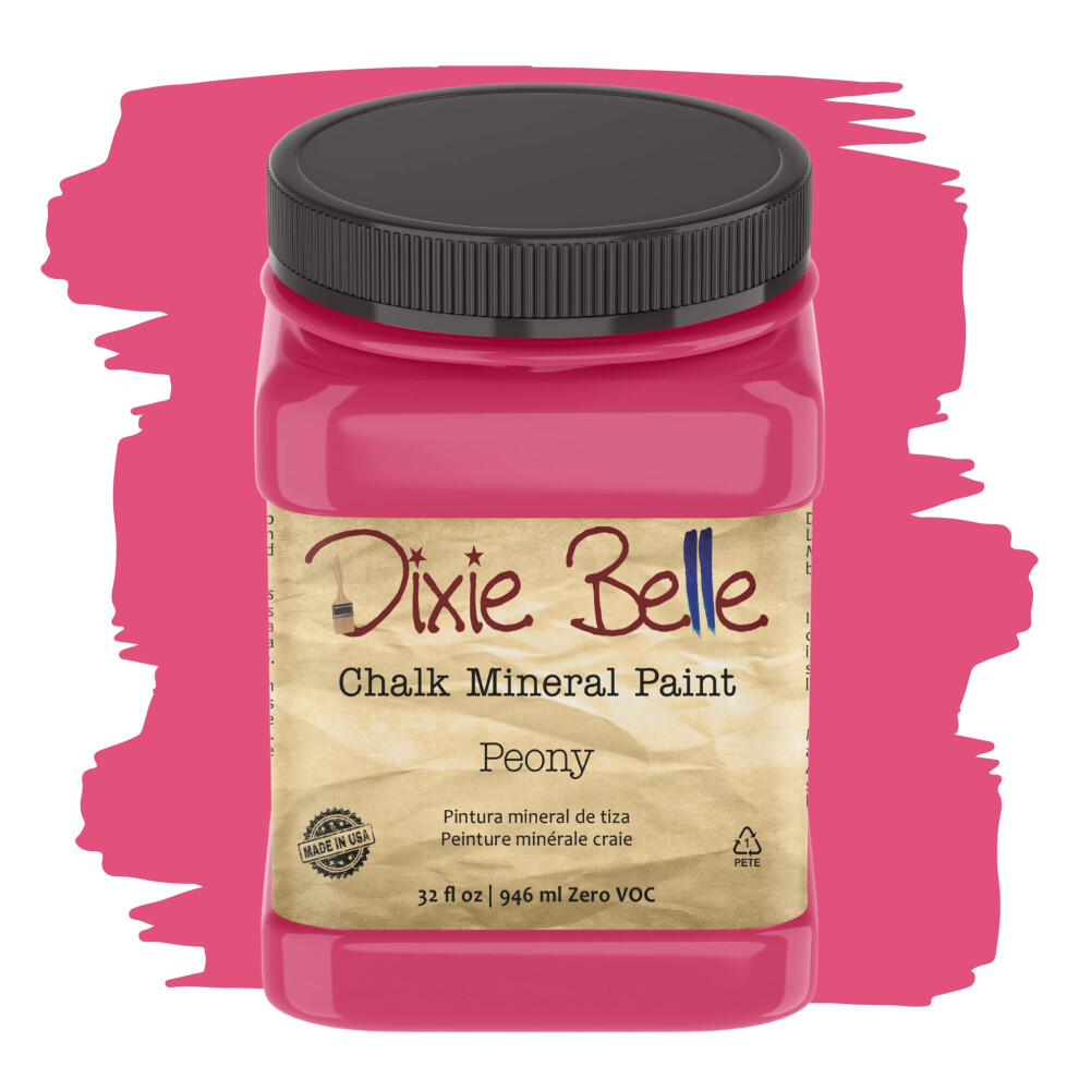 Dixie Belle Paint Company Chalk Finish Furniture Paint | Peony (32Oz) | Matte Hot Pink Chic Chalk Mineral Paint | Diy Furniture Paint 815146020832
