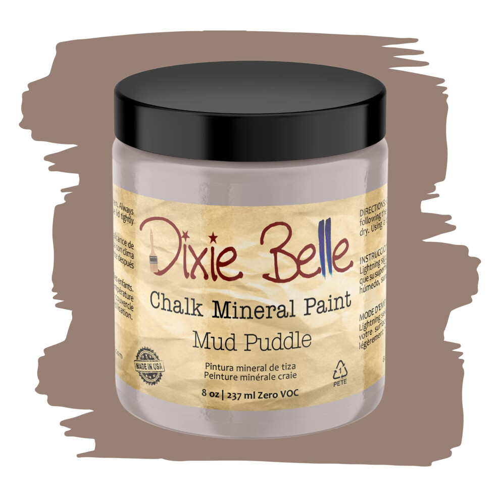 Dixie Belle Paint Company Chalk Finish Furniture Paint | Mud Puddle (8Oz) | Matte Rich Taupe Chic Chalk Mineral Paint | Diy Furniture Paint 815146022188