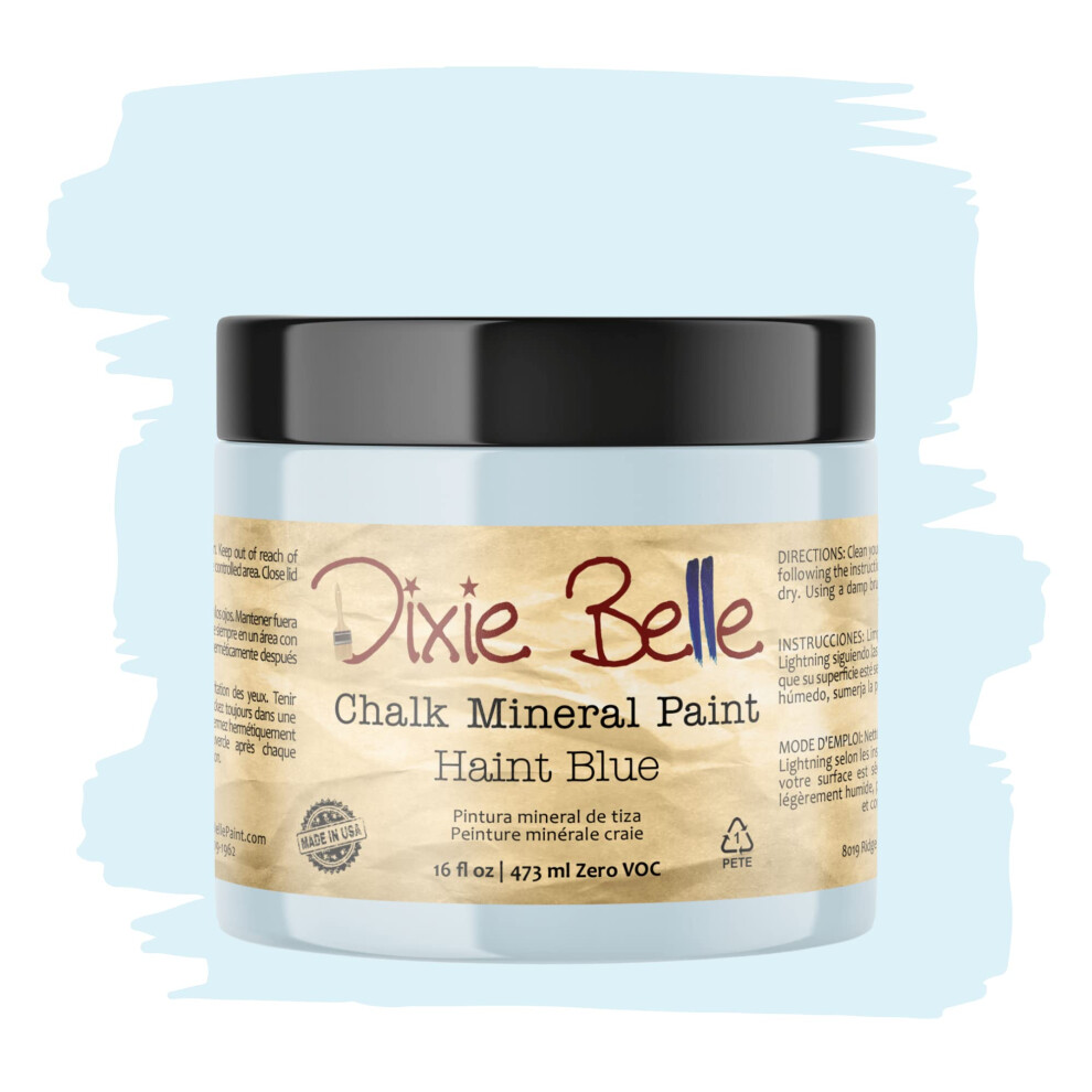Dixie Belle Paint Company Chalk Finish Furniture Paint | Haint Blue (16Oz) | Matte Pastel Blue Chic Chalk Mineral Paint | Diy Furniture Paint 815146023772
