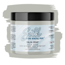 Dixie Belle Seide All-in-One Mineral Lack | Baja Gray (16oz) | Hellgrau All-in-One-Wasser-Basis-Primer + Topcoat | Langlebige Mbelfarbe | Niedri