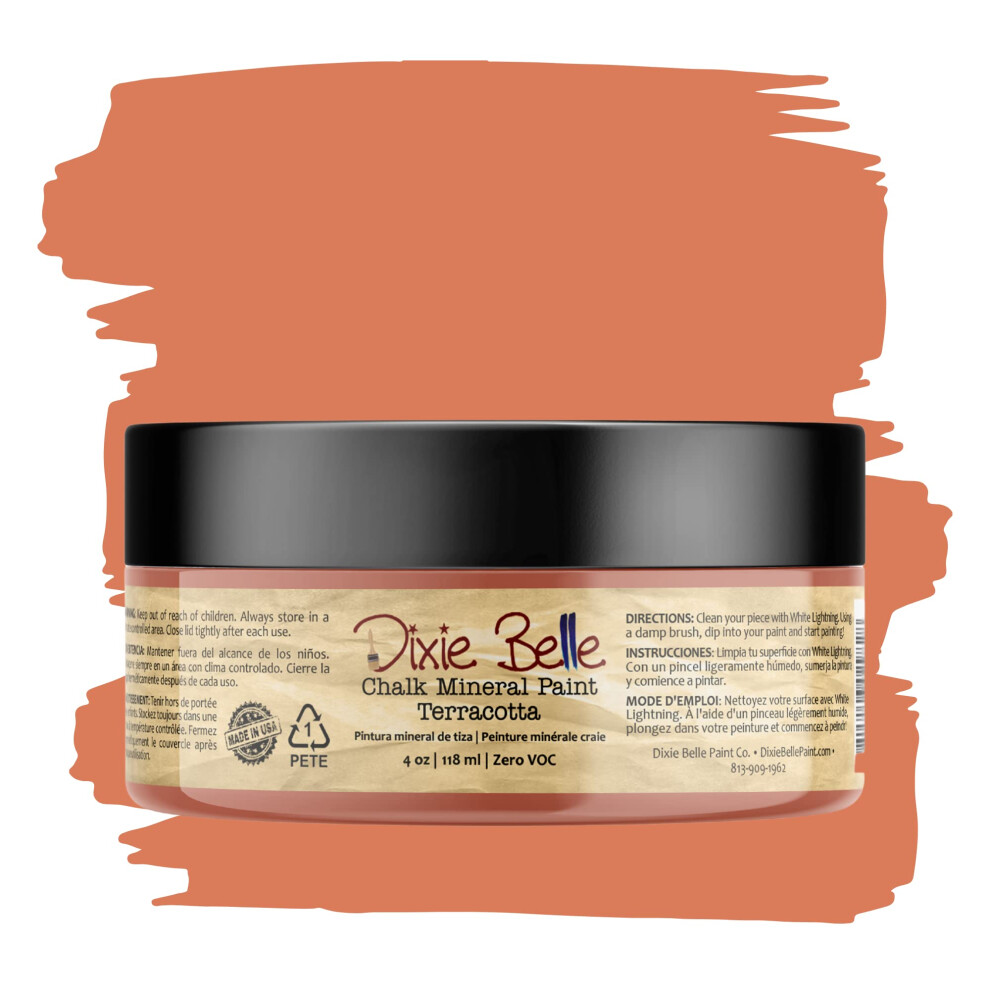 Finish Finish Furniture Paint | Terracotta (4Oz) | Peinture Minrale La Craie La Craie Chic Orange Mate | Peinture De Meubles De Bricolage-image