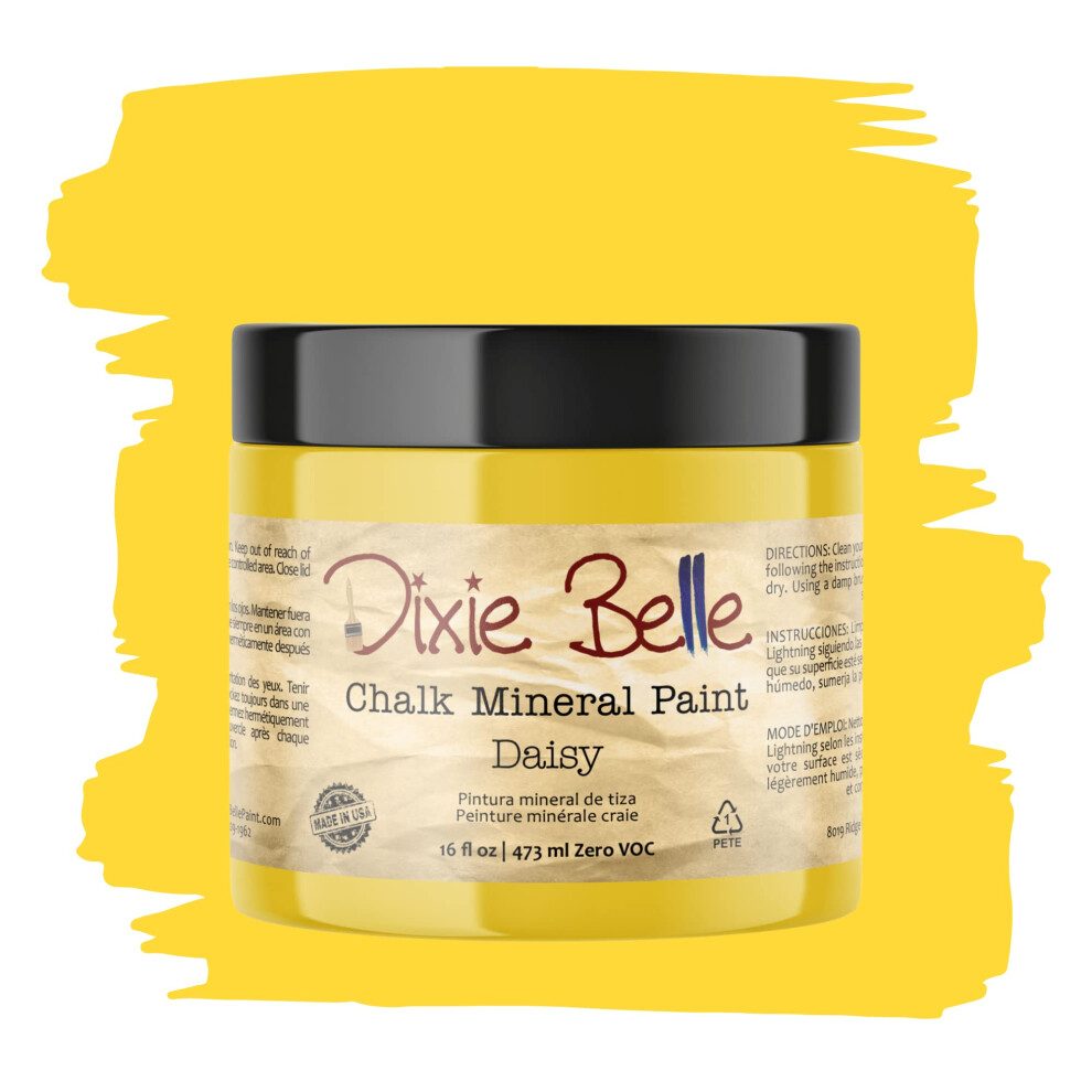 Dixie Belle Paint Company Chalk Finish Furniture Paint | Daisy (16Oz) | Matte Vibrant Yellow Chic Chalk Mineral Paint | Diy Furniture Paint 815146022164