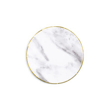 Sugar & Cloth 8,5 inch rond papieren bord marmer met gouden rand 16 count