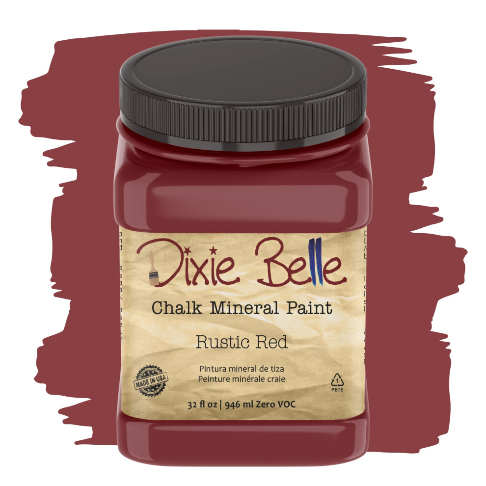 Dixie Belle Paint Company Chalk Finish Furniture Paint | Rustic Red (32Oz) | Matte Brick Red Chic Chalk Mineral Paint | Diy Furniture Paint 815146023987
