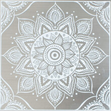24-Pack of 8 x 8"""" Wallpaper Tiles for Kitchen Backsplash in White Mandala Design. Peel and Stick Paper Tile. Renter Friendly Backsplash. Self St