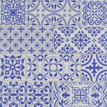 24-Pack of 8 x 8"""" Wallpaper Tiles for Kitchen Backsplash. Peel and Stick Backsplash in Blue Painted Stone Mosaic Design. Renter Friendly Backspl