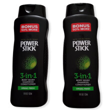 Power Stick 3 in 1 voor Mannen Shampoo Conditioner Body Wash Lente Fris 18 oz. 50% Bonus Meer (2 Pack)