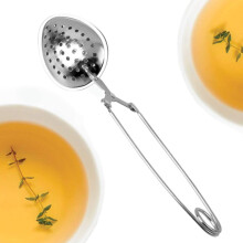 Glad försäljning lång handtag Löst blad snap te infuser sked rostfritt stål nät 1,5-tum