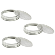 Zoie + Chloe Edelstahl-Sieb-Sprossendeckel fr Einmachglser  Sprossen-Siebsieb  3er-Pack
