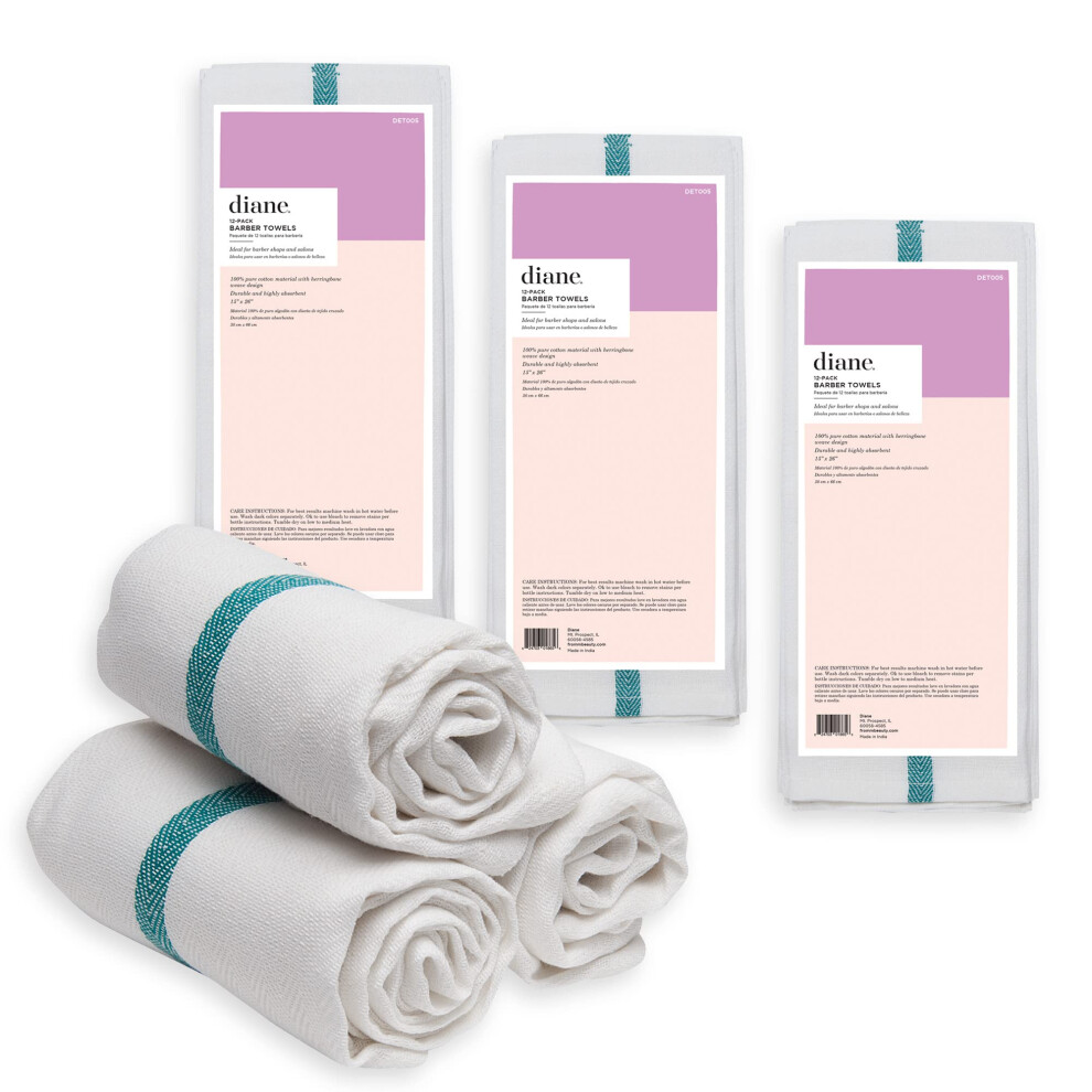 Diane Det005 100% Cotton Barber Towels 15""""X26"""" For Salon Spa Barber Shop (Pack Of 36)