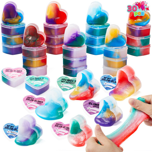 JOYIN 30 PCS Valentijnsdag Galaxy Slijm Harten voor Kinderen, Klassedagprijzen