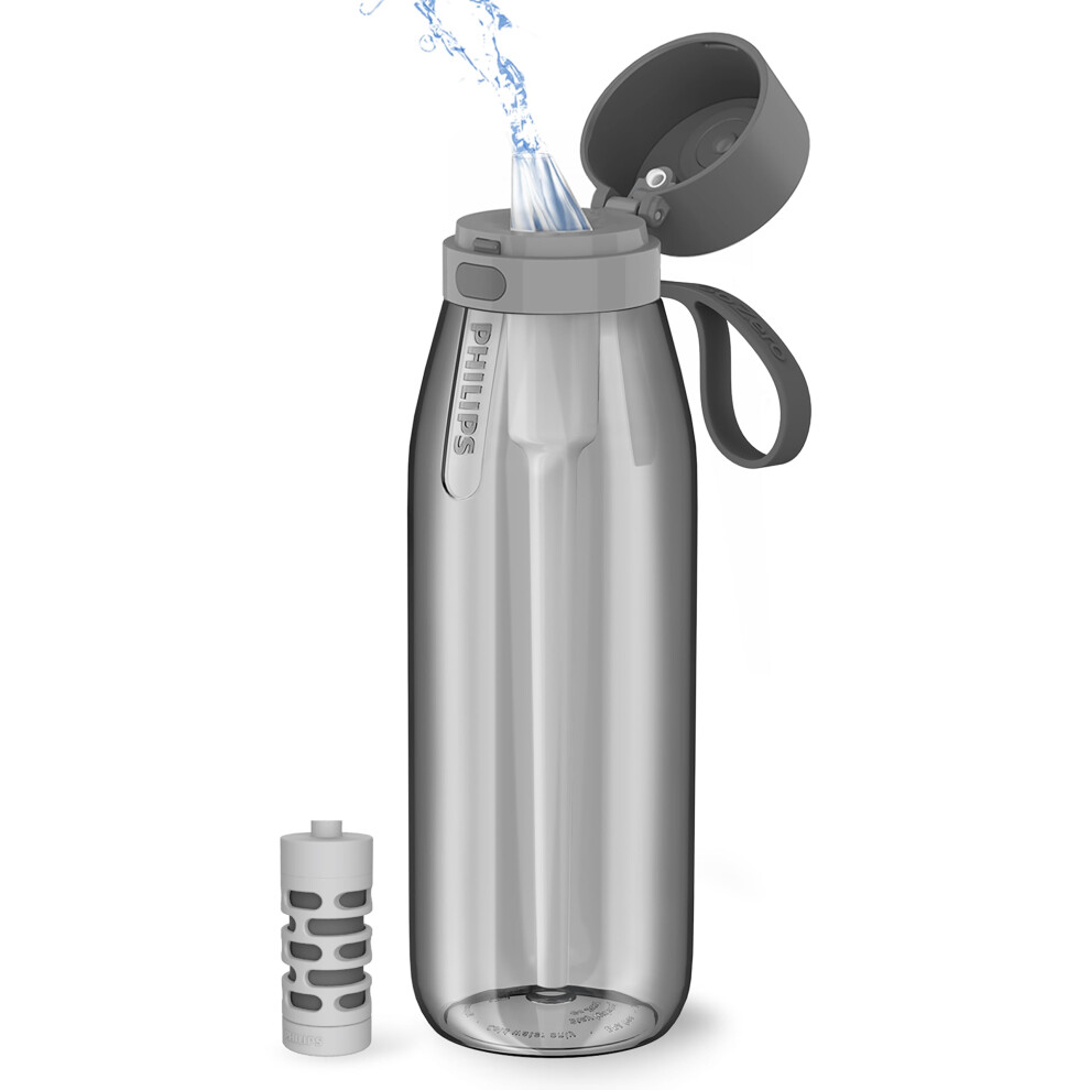 PHILIPS Filtered Water Bottle  BPA-Free Tritan Plastic Water Bottles  Replaces 450 Plastic Water Bottle with Reusable GoZero Everyday Water Filte