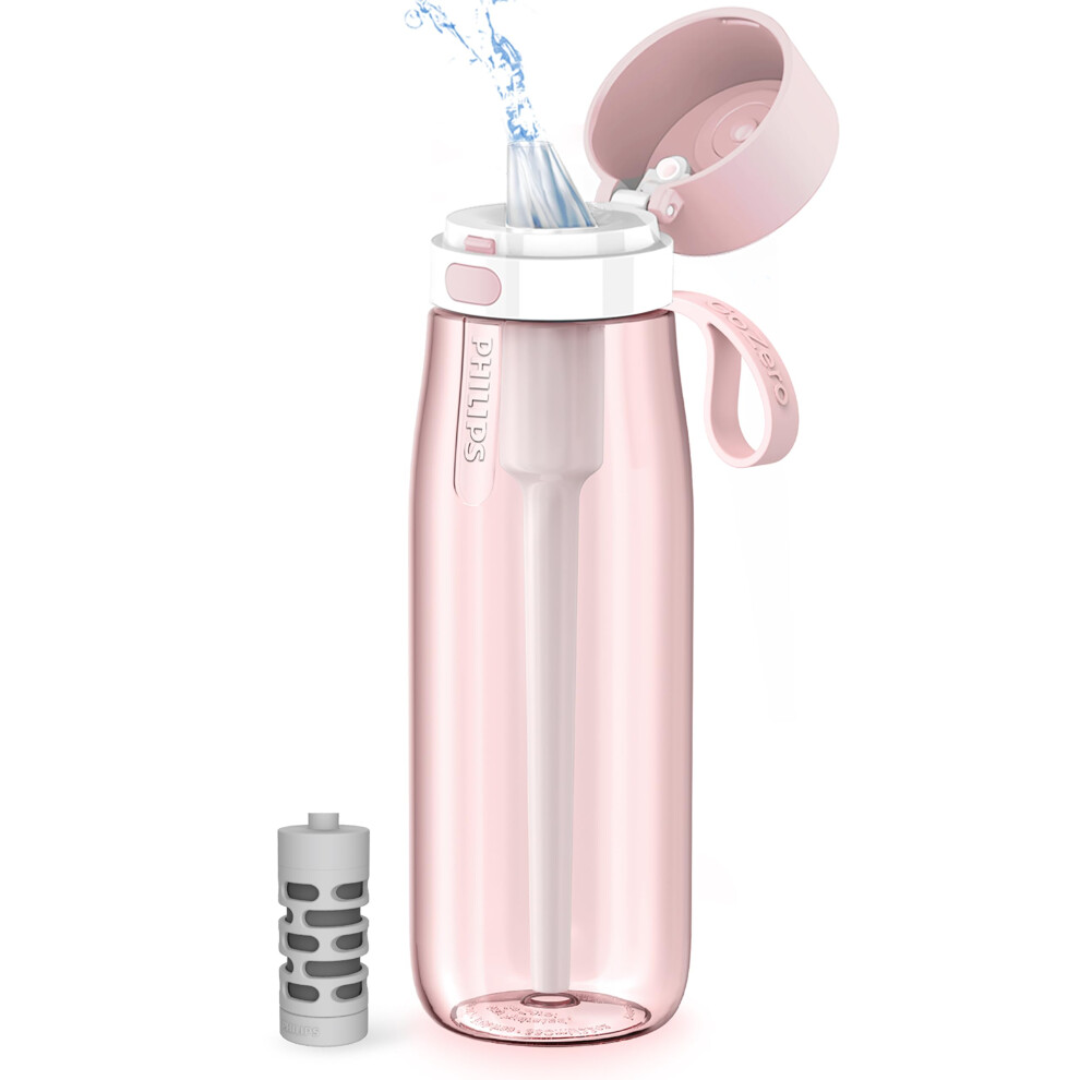 PHILIPS Filtered Water Bottle  BPA-Free Tritan Plastic Water Bottles  Replaces 450 Plastic Water Bottle with Reusable GoZero Everyday Water Filte