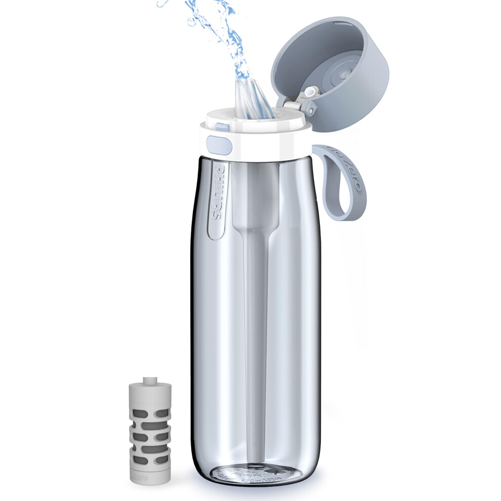 PHILIPS Filtered Water Bottle  BPA-Free Tritan Plastic Water Bottles  Replaces 450 Plastic Water Bottle with Reusable GoZero Everyday Water Filte