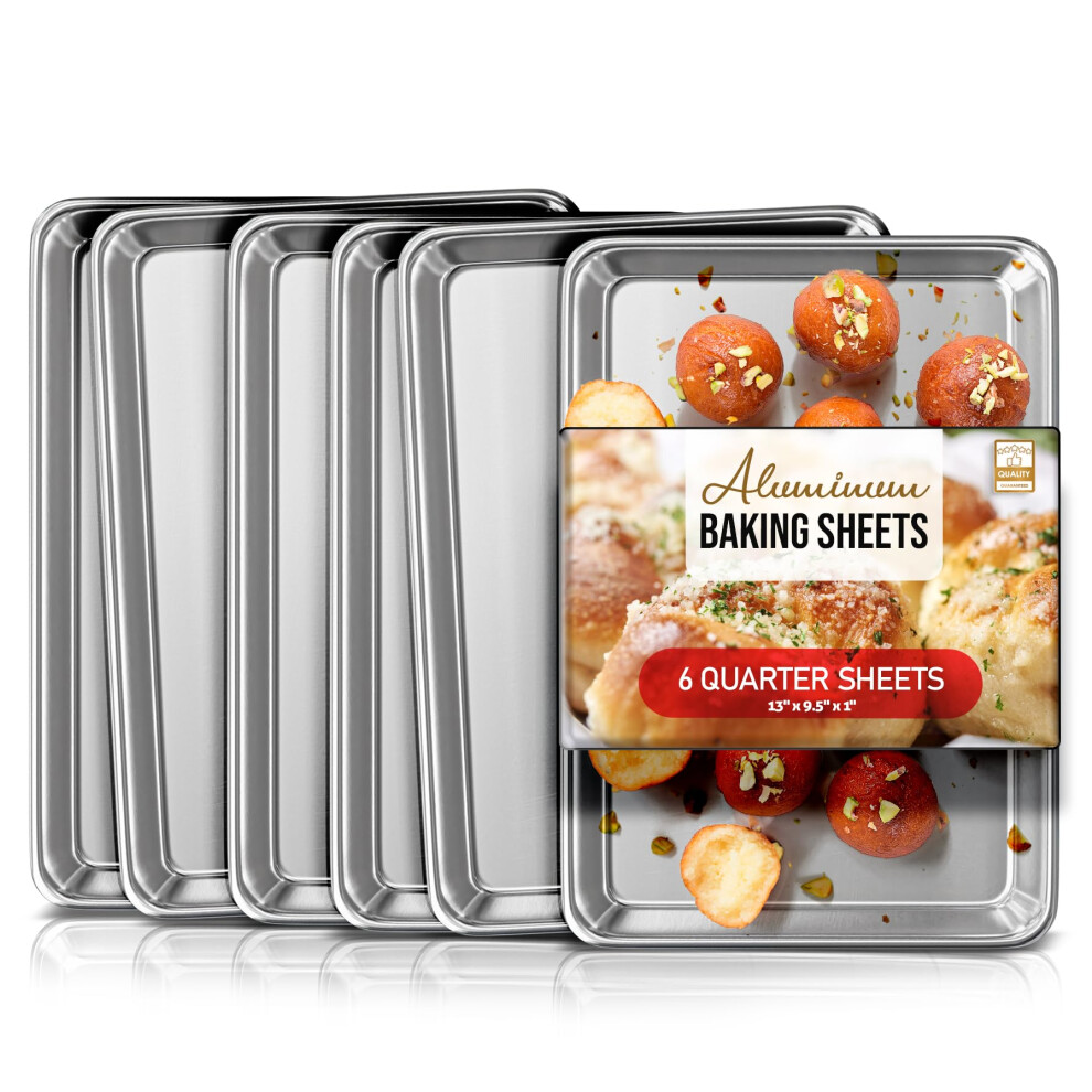 Eatex Aluminum Baking Sheet Set - 6 Pack Quarter Sheet Pans