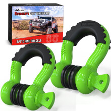Nilight 2 Pack 3/4"""" D-Ring Shackle with 7/8"""" Screw Pin 41 887lbs Break Strength Heavy Duty Off Road Recovery Shackle with Isolators Washers fo
