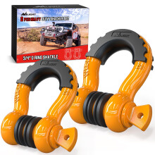 Nilight 2 Pack 3/4"""" D-Ring Shackle with 7/8"""" Screw Pin 41 887lbs Break Strength Heavy Duty Off Road Recovery Shackle with Isolators Washers fo
