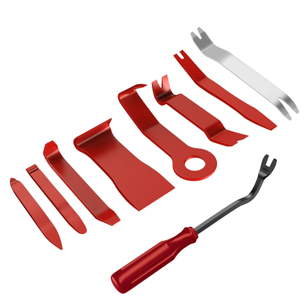 Gooacc 9Pcs Auto Trim Removal Tool Kit No-Scratch Tool Kit For Car Audio Das Window Molding Fastener Remover Tool Kit- Red 840323913416